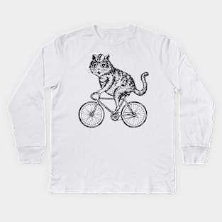 The cat on a bike Kids Long Sleeve T-Shirt